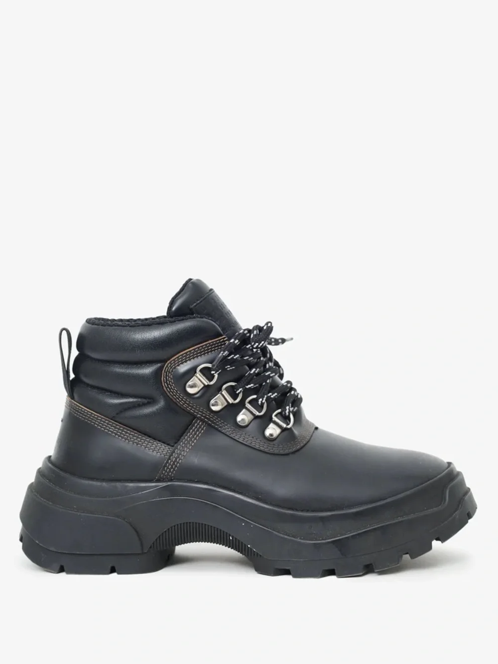 Maison Margiela Black Lug Sole Leather Hiking Boots Size 37